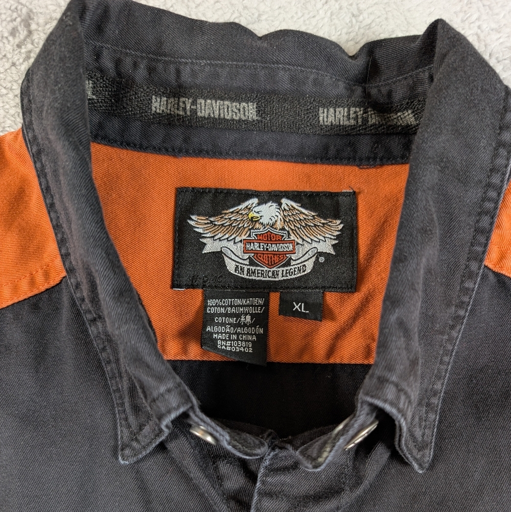 Harley-Davidson Orange and Black Cutoff Shirt - Picture 3 of 10